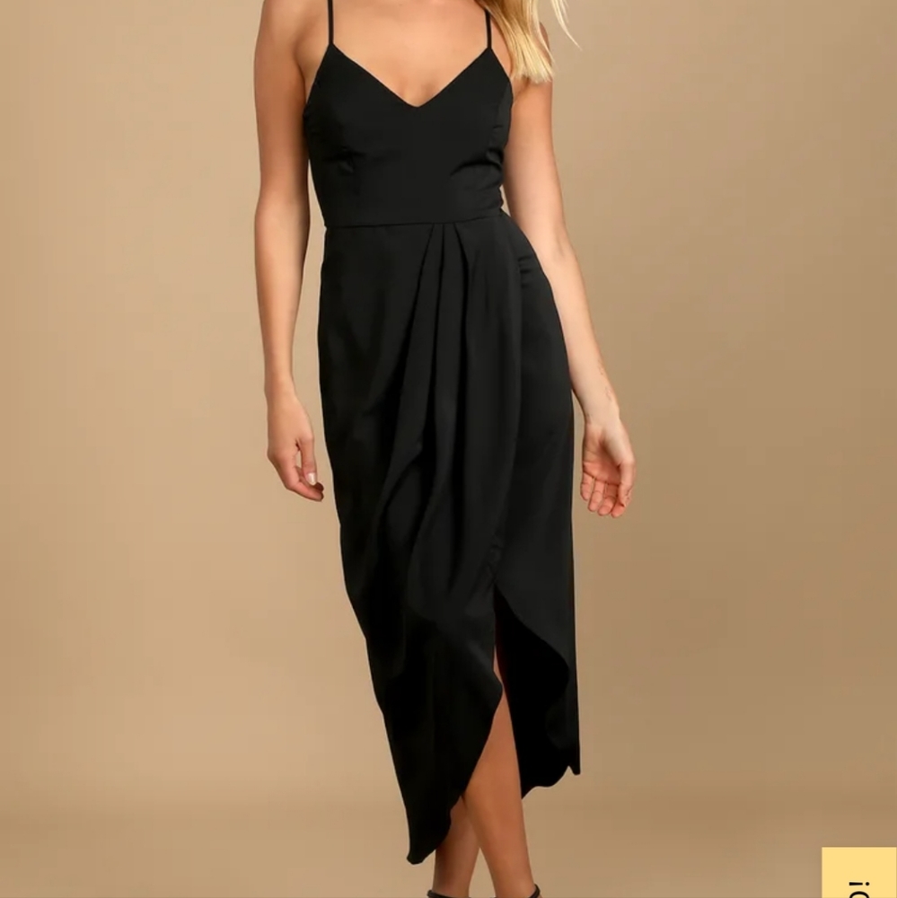 Lulu's Black Midi Dress